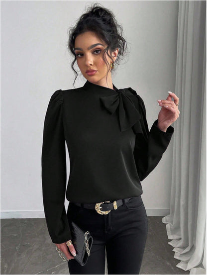 ✨🌷【Nowość 2026🔥】【S-XL】Modna i elegancka damska koszula z długim rękawem i muszką