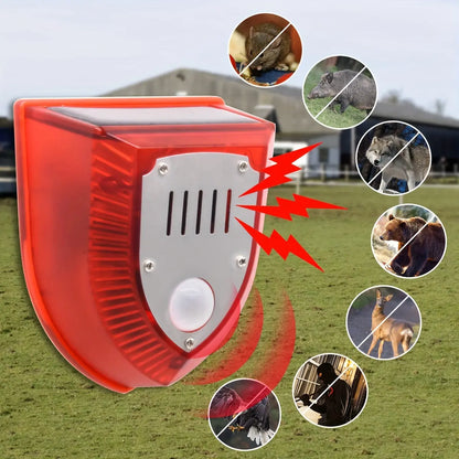 🔥🚨Alarma solar, luz de alarma antirrobo con sensor de cuerpo humano, repelente de animales ultrasónico