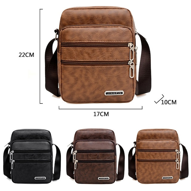 👍👍👜Wyprzedaż letnia -50% - Nowa męska torba na ramię ze skóry PU o dużej pojemności, lekka i wodoodporna