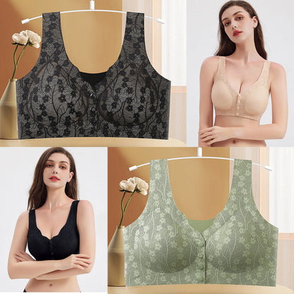 😍✨【Pakiet 2 sztuk】Biustonosz damski zapinany z przodu, bez fiszbin, miękkie, wygodne i oddychające ❤️【40-100kg】
