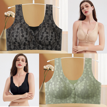 🔥✨【Compra uno y llévate otro gratis】【40-100 kg】💕👙Nuevo sujetador sin aros con cierre frontal para mujer, suave y cómodo.