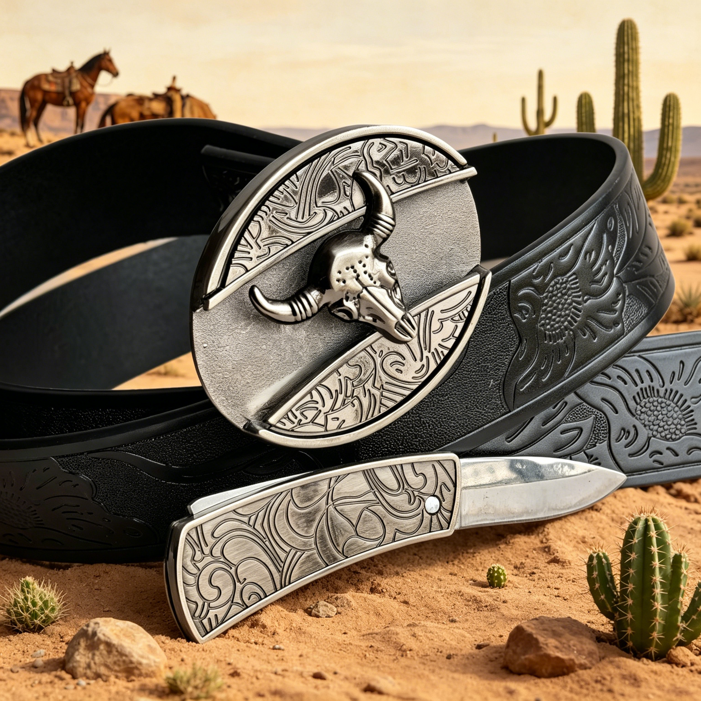 🆒🎁Oferta especial por tiempo limitado👍Cinturón para hombre con diseño en relieve y cuchillo incorporado
