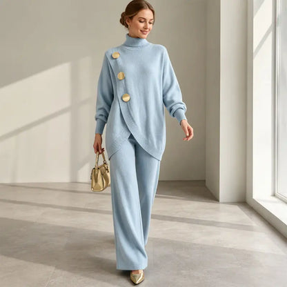 💕 Elegantná dámska súprava: rolák a nohavice so širokými nohavicami — Pohodlná a štýlová 👗