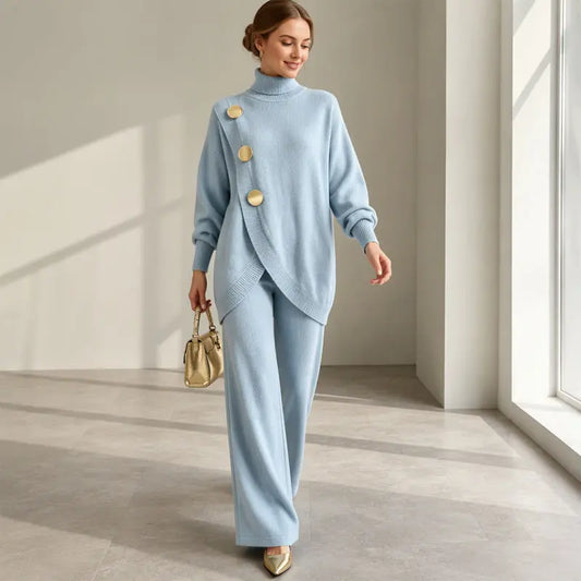 💕 Elegantná dámska súprava: rolák a nohavice so širokými nohavicami — Pohodlná a štýlová 👗