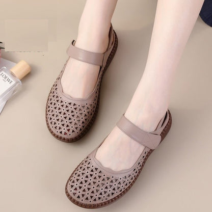 👡👡【35-40】【Piel de vaca de primera capa】Sandalias de mujer de piel auténtica, zapatos de suela blanda.