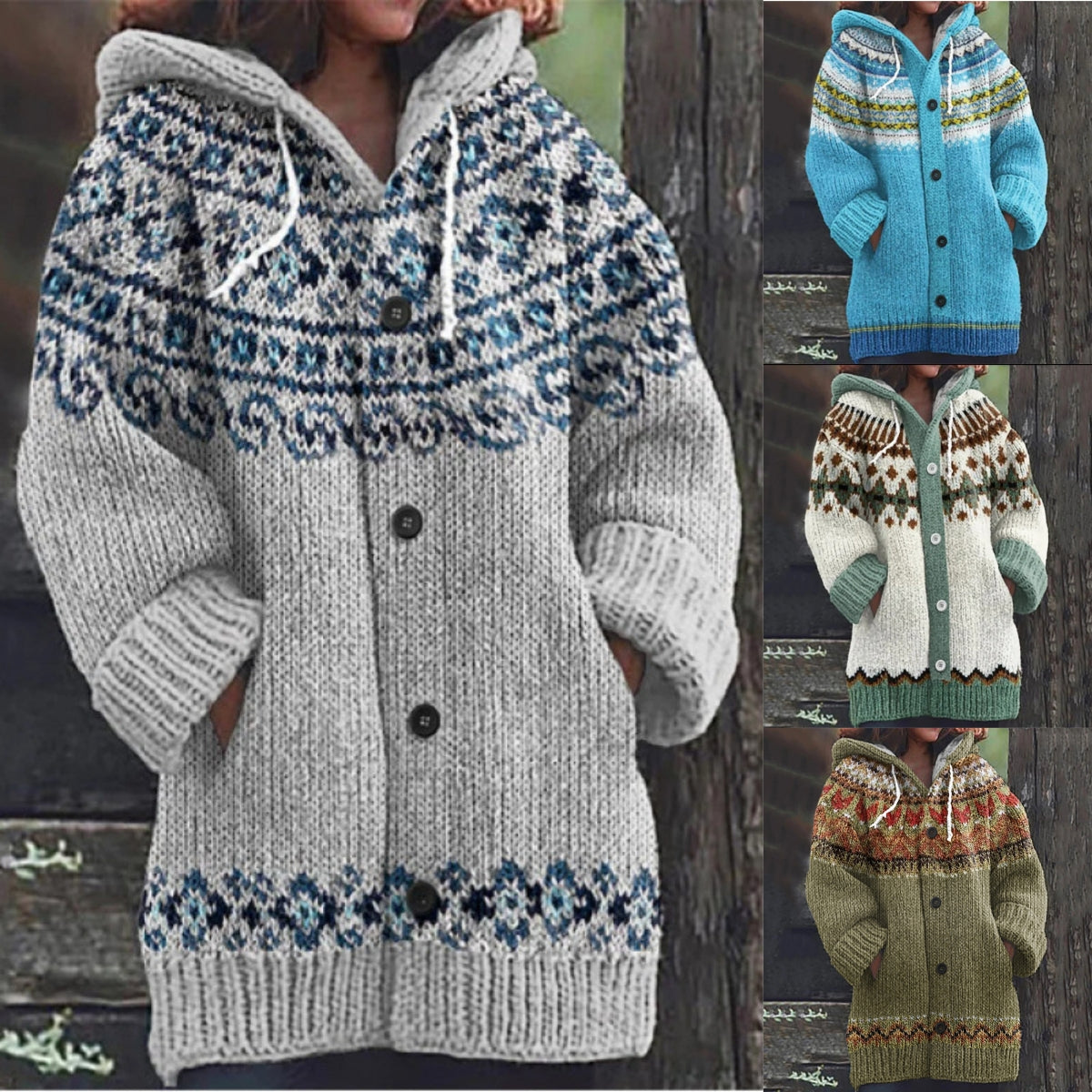 🔥✨【50% отстъпка🎉】【S-5XL】Ново есенно/зимно елегантно цветно ретро яке с качулка