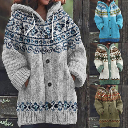 🔥✨【50% отстъпка🎉】【S-5XL】Ново есенно/зимно елегантно цветно ретро яке с качулка