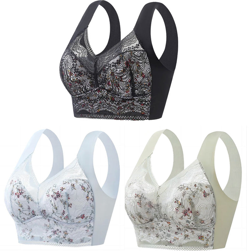 💕🎁 💕【40 kg-100 kg】Bezszwowy biustonosz z lodowego jedwabiu w dużym rozmiarze, oddychający i regulowany