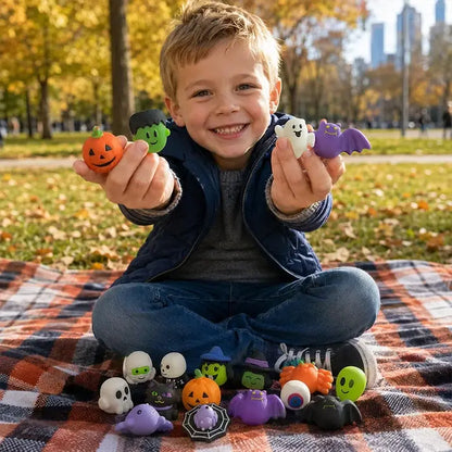 🎃 Hračky na odbúranie stresu s halloweenskou tematikou – rozkošné tekvice a bábiky v tvare duchov