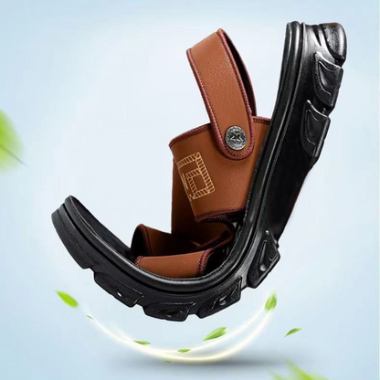 🐂⏳🔥【Nueva oferta al 50%】🔥【38-47】Nuevas sandalias de playa de cuero con suela gruesa para hombre.