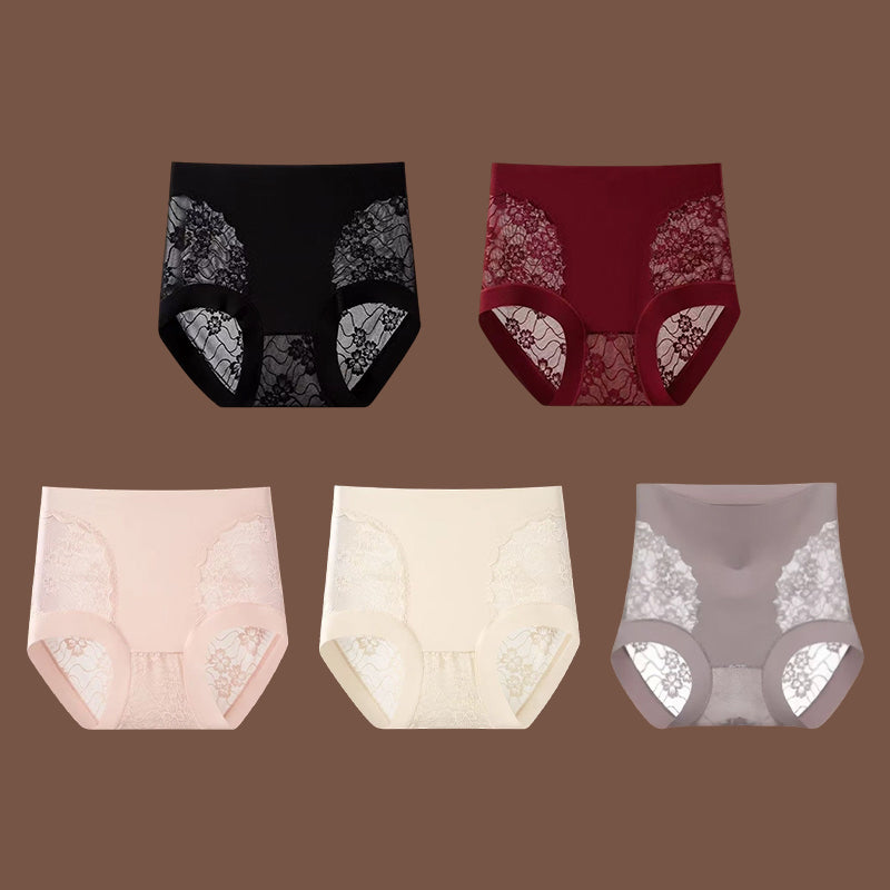 🔥👙【Пакет от 5 броя】✨🌷Дамски безшевни дантелени бикини, оформящи и повдигащи ханша, висока еластичност