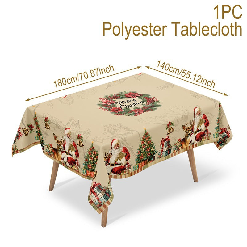 🎄180×140 cm🎄 Premium božićni stolnjak – čaroban motiv Djeda Božićnjaka i sobova za radosne obiteljske trenutke