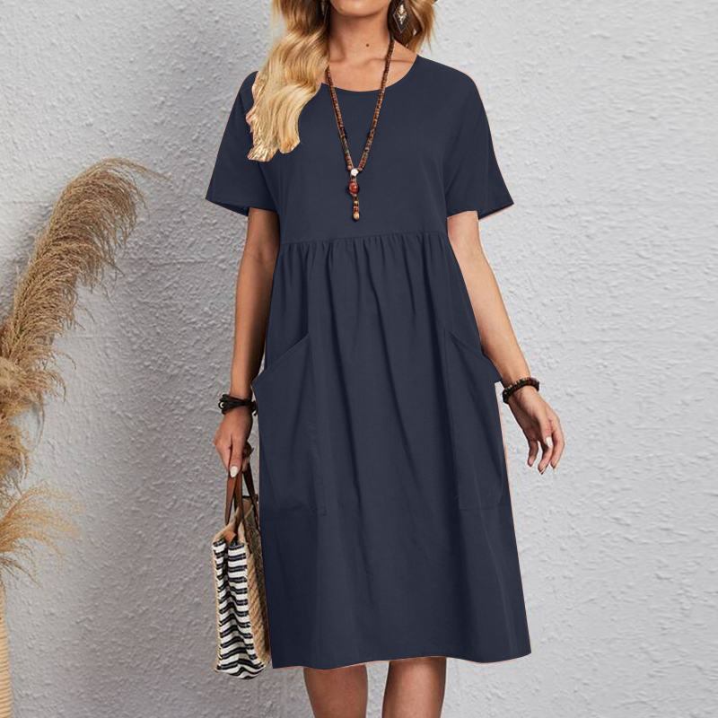 🔥💕【Specjalne oferty letnie✨】【S-5XL】2025 nowa letnia sukienka, czysty kolor bawełny i lniany materiał, wygodna i oddychająca
