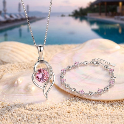 ✨✨【¡Compra 1 y llévate otro gratis!】💎 Conjunto de pulsera y collar Corazón del Océano en plata de ley 925-E