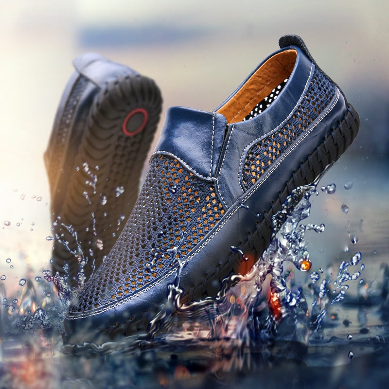 💥🔥【38-48】👞👞Nowe męskie buty ze skóry siatkowej na wiosnę i lato - duże rozmiary - prawdziwa skóra bydlęca, odporne na pot i nieprzyjemny zapach, oddychające i wygodne