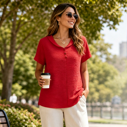 🔥✨【50% de descuento🔥】Nuevas camisetas de verano elegantes y modernas de color liso para mujer
