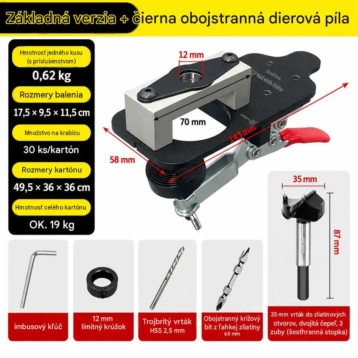 🔧🔩【6-dielna sada】Vŕtačka na pánty do dreva — Nástroj na vŕtanie a polohovanie otvorov pre pánty dvierok skrinky
