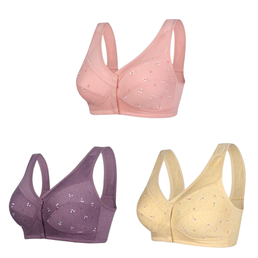 ✨💞【Koty 40-105】Elegancki bawełniany biustonosz zapinany z przodu dla pań w średnim wieku--3708411