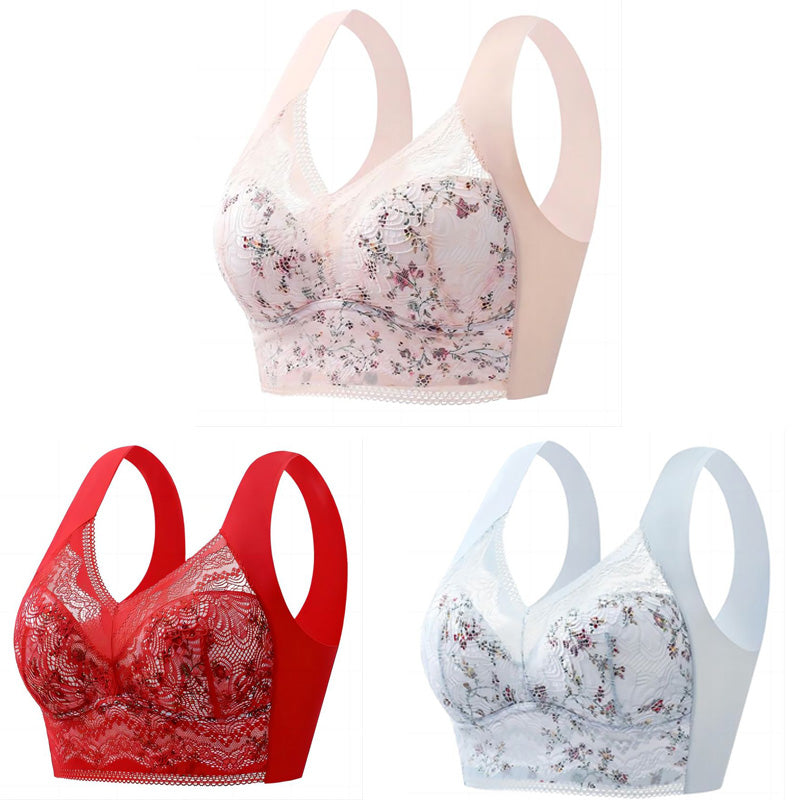 💕🎁 💕【40 kg-100 kg】Bezszwowy biustonosz z lodowego jedwabiu w dużym rozmiarze, oddychający i regulowany