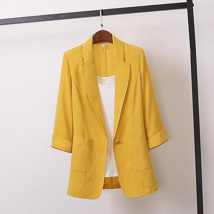 💁‍♀️Letni, smukły i elegancki damski lniany garnitur oraz cienki płaszcz-3731806