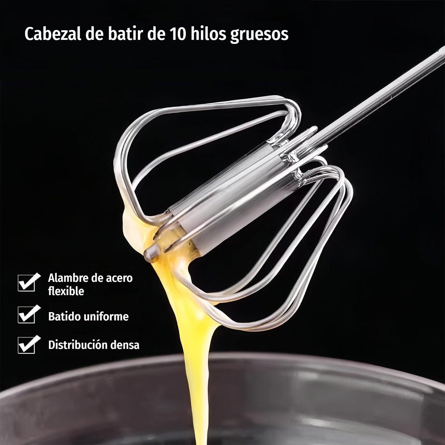 🔥🍳【Compra uno y llévate otro gratis✨】Batidora de huevos semiautomática de acero inoxidable