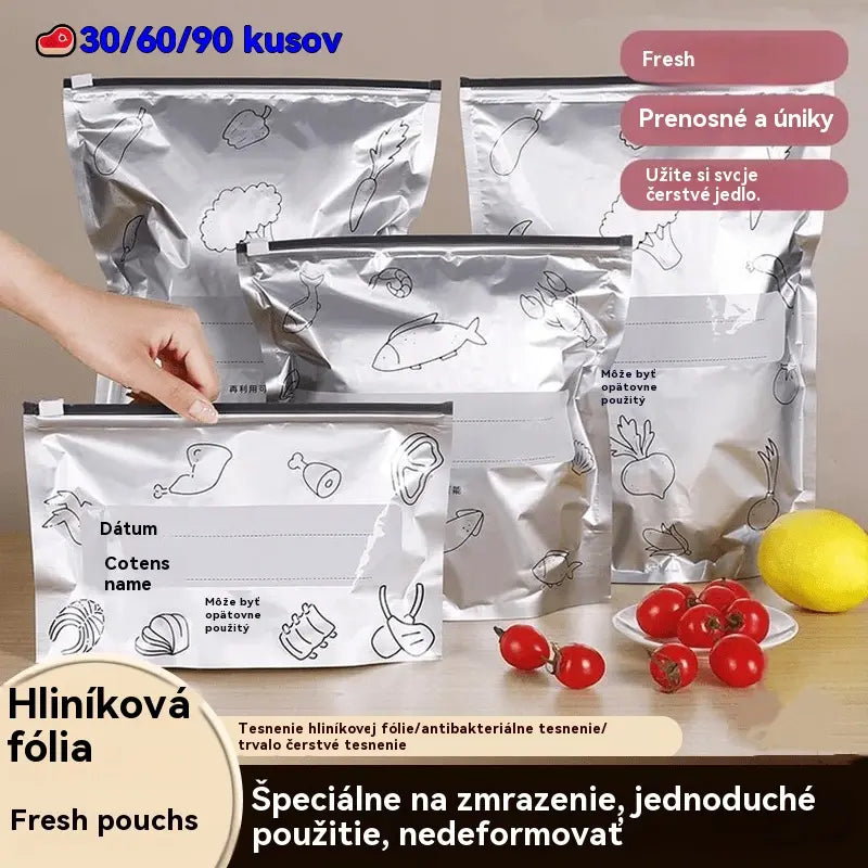 🔥✨【Balenie 60 kusov】Samouzatváracie vrecká z potravinárskej hliníkovej fólie - zahustené a uzavreté