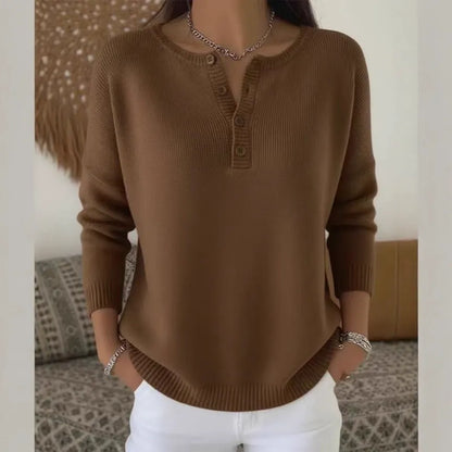 🌷💃【Novinka, žhavý výprodej】【S-2XL】Dámský jednobarevný svetr s výstřihem do V, volný a ležérní styl