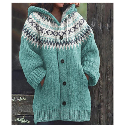 🔥✨【50% отстъпка🎉】【S-5XL】Ново есенно/зимно елегантно цветно ретро яке с качулка