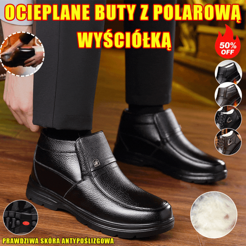 【Zimowa zniżka 50%】🔥🔥 Oryginalne skórzane buty męskie z bawełny, zapewniające ciepło zimą, wykonane z aksamitu i pogrubionej, wysokiej jakości skóry bydlęcej
