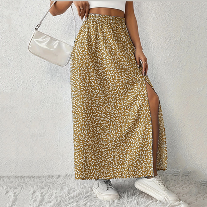 🌈🌷【50% de descuento✨】Nueva falda casual de verano con estampado floral y abertura.