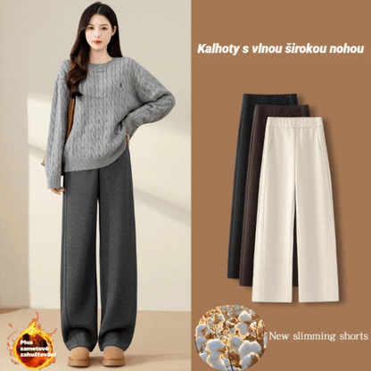 👖🔥Nové podzimní/zimní kalhoty slim fit s širokými nohavicemi z imitace kašmíru.Ležérní, pohodlné, ležérní, rovné nohavice【M-2XL】