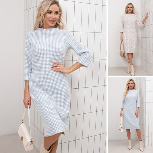 🔥【S-5XL】🌈✨2024 nowa, wysokiej jakości modna, jesienna i zimowa elegancka sukienka na co dzień3834481