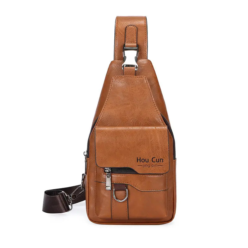 🔥😎【50% de descuento✨】Bolso de pecho sencillo retro para hombre: cuero genuino, duradero