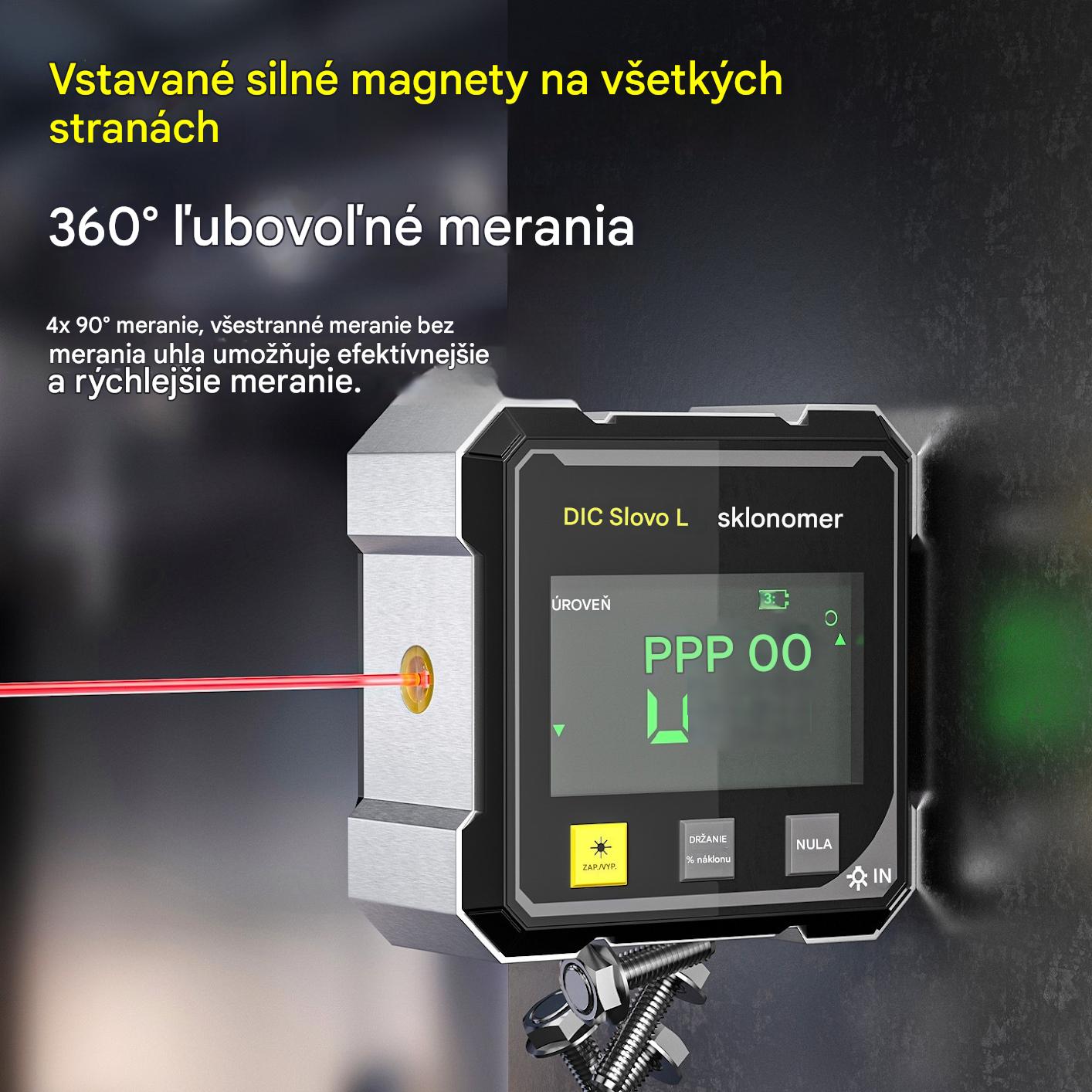 【📢📢Najnižšia cena po obmedzenú dobu!!! 💥】Štvorstranný magnetický, obojstranný elektronický laserový vodováha