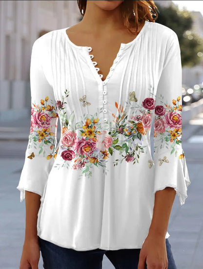 [S-5XL]  Modna damska bluzka z dekoltem w serek-3932583