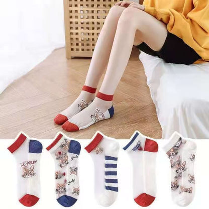 🧦[Juego de 10] Calcetines tobilleros de seda fría ultrafinos, perfectos para el verano.