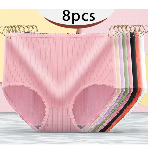 🔥🎉【Compra 4 y llévate 4 gratis】Ropa interior antibacteriana de talle alto para mujer que absorbe la humedad