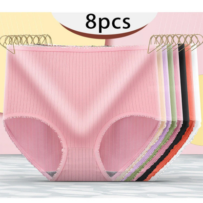 🔥🎉【Compra 4 y llévate 4 gratis】Ropa interior antibacteriana de talle alto para mujer que absorbe la humedad
