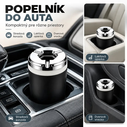 🚗🚬 Auto popolník s otočným vekom – 1+1 zdarma, sada 2 kusov, proti zápachu a popolu, univerzálny do držiaka nápojov.