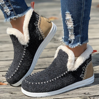 【36-43】2024 Nowe krótkie buty damskie z podszewką z pluszu-3769647