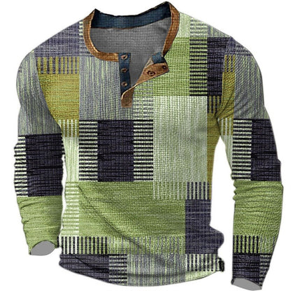 【S-4XL】Męska koszulka polo z długim rękawem i nadrukiem3898733