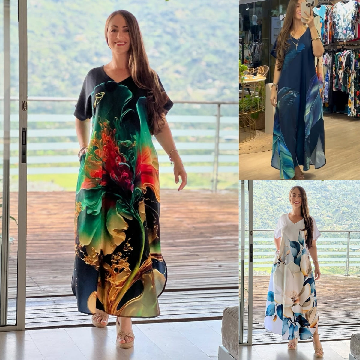 💐【S–5XL】2025 Europejska i amerykańska damska miękka i elegancka sukienka z mieszanki bawełny i jedwabiu, 🌷lekka i elegancka, 🌷smukła i wygodna, 🌷elegancka i komfortowa