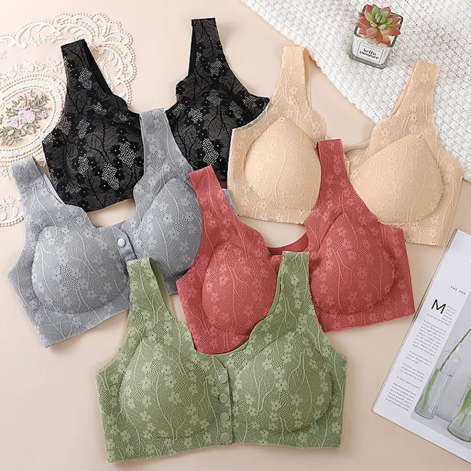 😍【Set od 3 dijela】 ❤️【40-100 kg】👙Prekrasan ženski čipkasti grudnjak s kopčanjem sprijeda, bez žice
