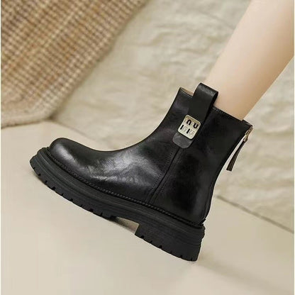 🔥👢【35-40】2024 zimowe nowe modne damskie buty Martin w stylu Retro z naturalnej skóry