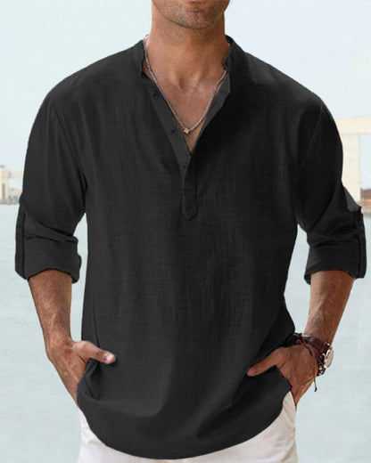 🤩【S-5XL】Męska koszula z długim rękawem wykonana z bawełny i lnu.-3914068
