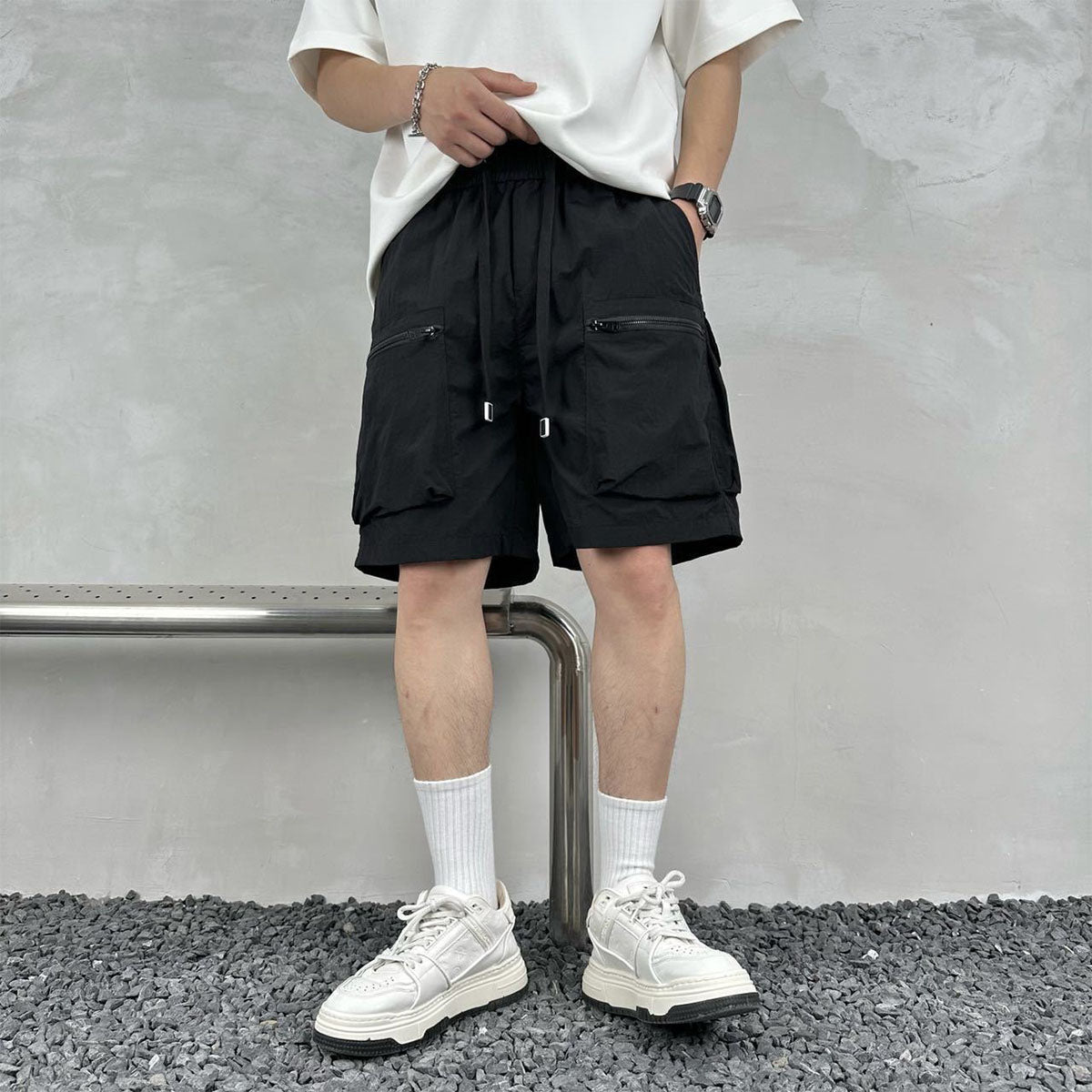 🔥🌴【M-4XL】Nuevos pantalones cortos deportivos casuales de secado rápido para hombre, de seda helada, ideales para el verano