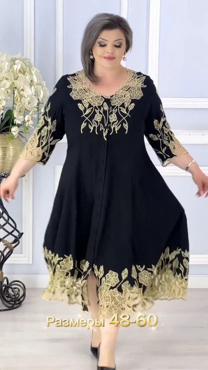 👗【S-5XL】Sukienka z haftowanej koronki, duży rozmiar - modna i elegancka
