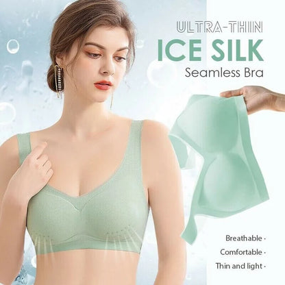 🏆【Promocija—set od 3 dijela 50% popusta】【40-120 kg】🎀2026 Bešavni grudnjak od ledene svile, podizanje i oblikovanje, protiv opuštanja i skupljanja