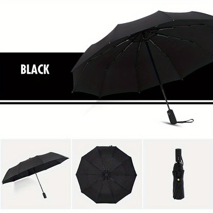 ☔ Dwuwarstwowy parasol automatyczny, wzmocniony, wiatroszczelny, nadający się do użytku zarówno podczas deszczowej, jak i słonecznej pogody.-3876439