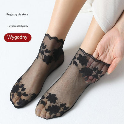 【🔥Kup 5, a 5 dostaniesz gratis】🧦【10 par】Piękne, niewidoczne, koronkowe, antypoślizgowe, cienkie skarpetki